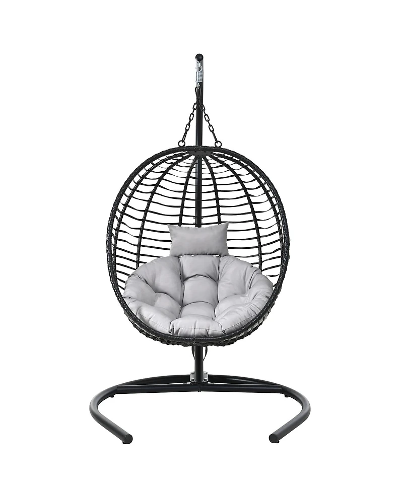 Streamdale Furniture Folding Egg Chair with Stand, Indoor/Outdoor Wicker Hammock Swing Chair