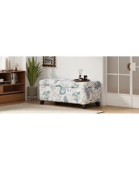 Streamdale Furniture Luxury Storage Ottoman with Floral Fabric & Hidden Compartment