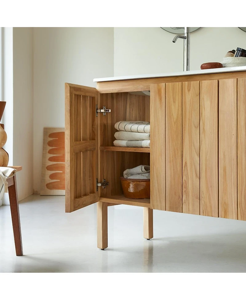 Tikamoon Teak and Ceramic Vanity Cabinet 120 cm Jill