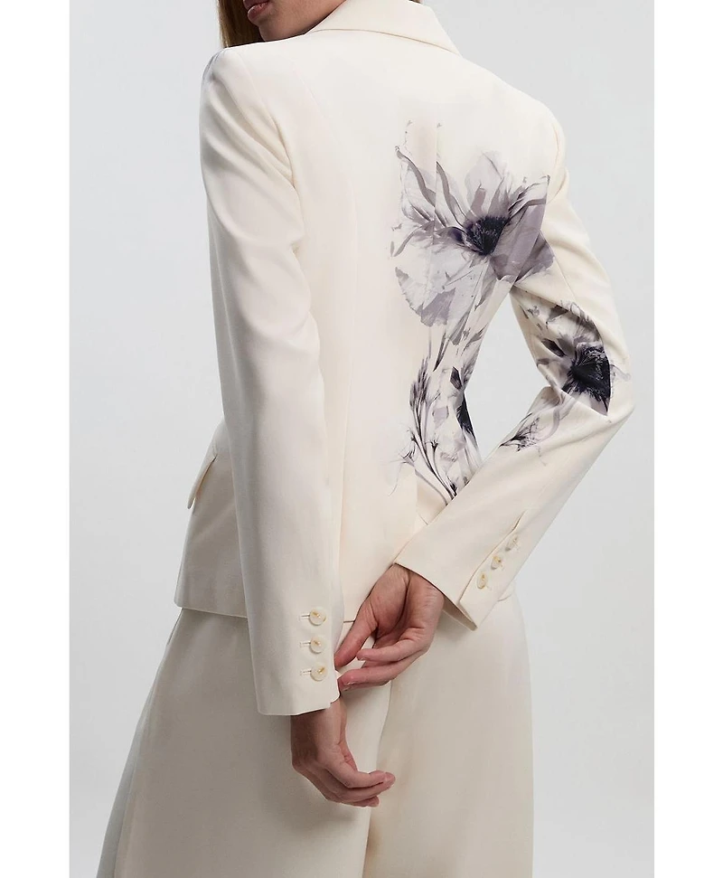 Karen Millen Women's Floral Crepe Single Breasted Blazer