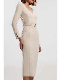 Karen Millen Women's Figure Form Bandage Belted Midi Dress