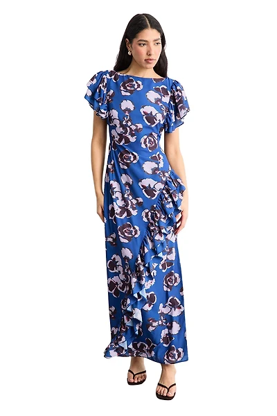 Warehouse Women's Side Split Ruffle Detail Maxi Dress