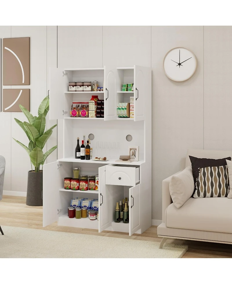 Streamdale Furniture Kitchen Pantry Storage Cabinet with Microwave Oven Countertop