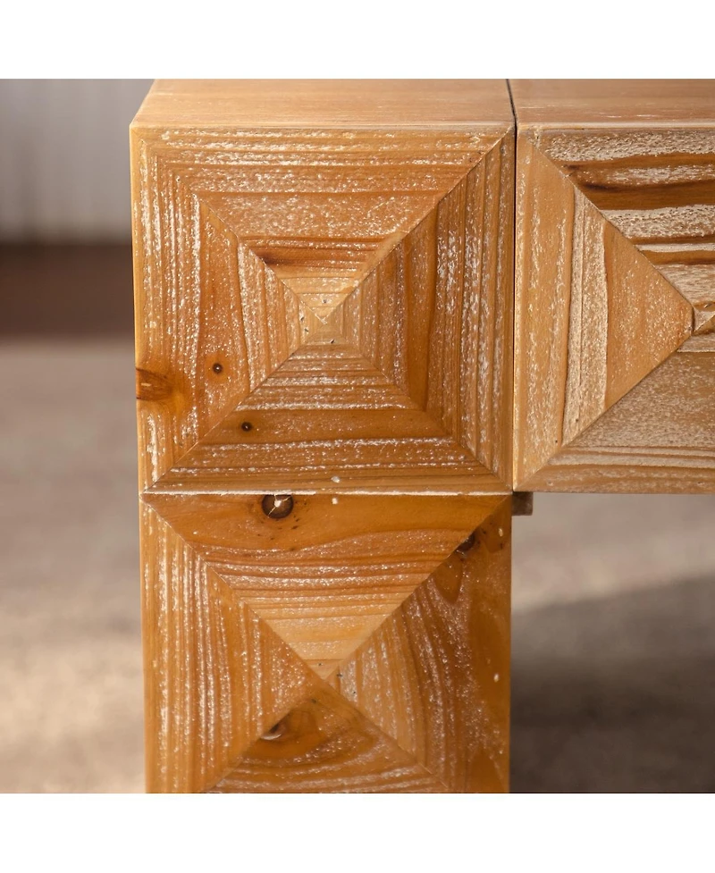 Streamdale Furniture Rustic Geometric Relief Coffee Table - Solid Wood & Mdf