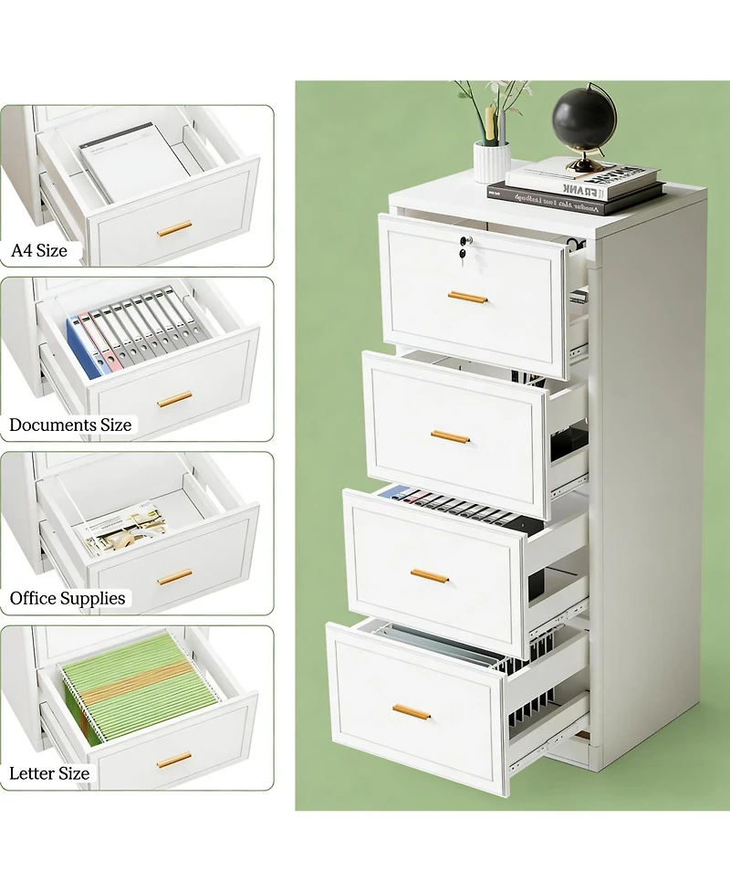 Rainsken 4-Drawer File Cabinet with Lock