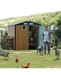 Streamdale Furniture 6×8FT Steel Clear Window Lockable Outdoor Storage Shed