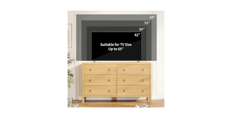 gaomon Wide 6 Drawer Dresser for Bedroom, Wooden Chest of Drawers with Large Storage & Metal Handles