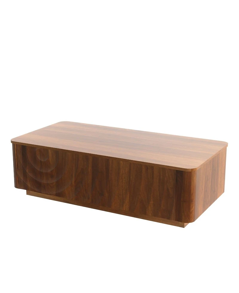 Streamdale Furniture Streamdale 47" Walnut Mid-Century Farmhouse Coffee Table with Storage & 2 Drawers