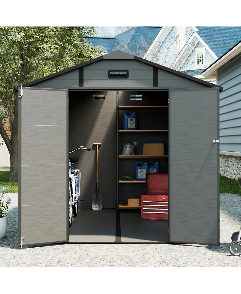 Streamdale Furniture Streamdale 8x10 Ft Plastic Outdoor Storage Shed - Lockable Resin Tool Shed
