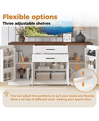 Streamdale Furniture Farmhouse Barn Door Storage Cabinet with 2 Drawers & Door Rack