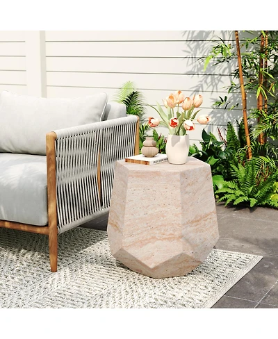 Streamdale Furniture Lightweight Concrete/Travertine Hexagonal Side Table