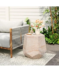 Streamdale Furniture Lightweight Concrete/Travertine Hexagonal Side Table