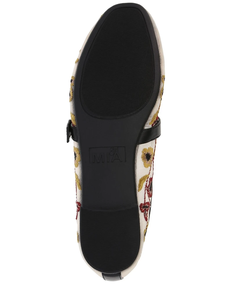 Mia Women's Bluet Embroidered Mesh Mary Jane Ballet Flats