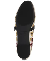 Mia Women's Bluet Embroidered Mesh Mary Jane Ballet Flats