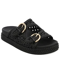 Mia Women's Trendy Woven Double Buckle Slide Sandals