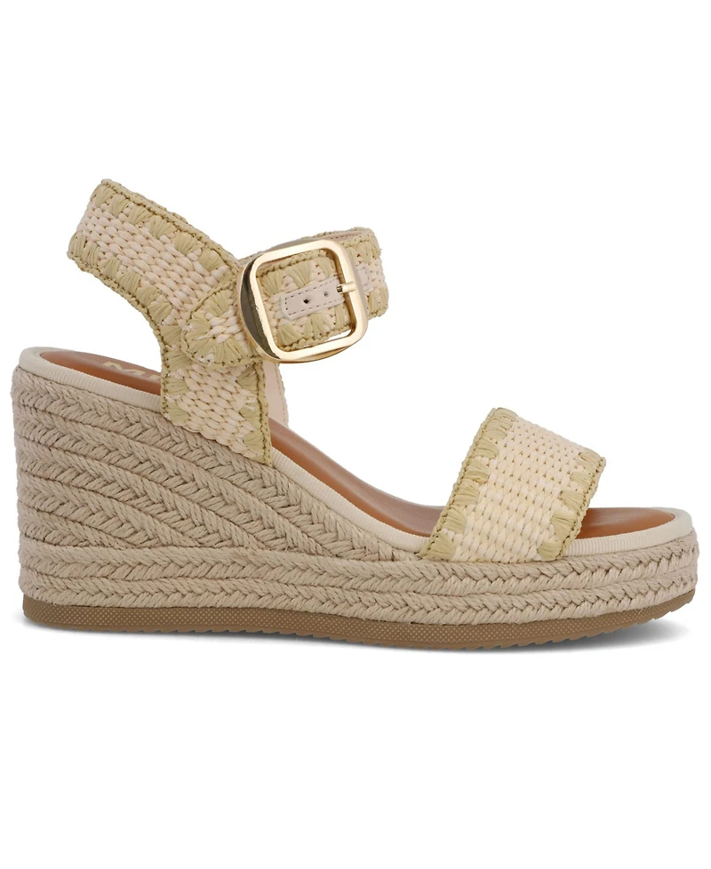 Mia Women's Beverlee Raffia Ankle-Strap Espadrille Wedge Sandals