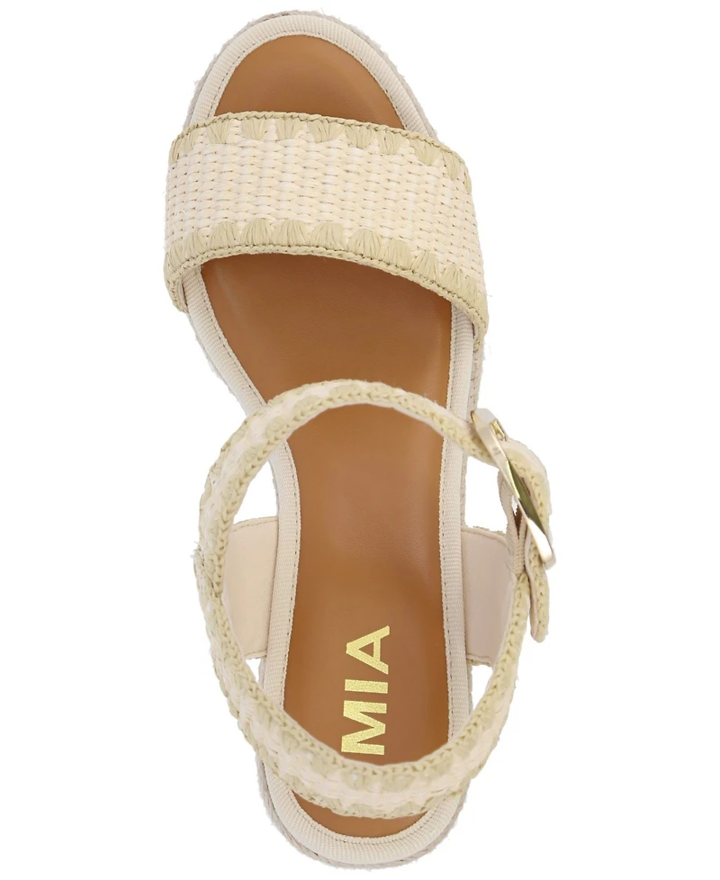 Mia Women's Beverlee Raffia Ankle-Strap Espadrille Wedge Sandals