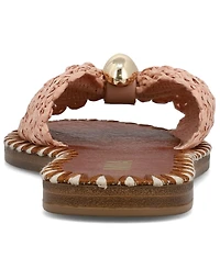 Mia Women's Braided Raffia Gold-Tone Hardware Slip-On Slide Sandals