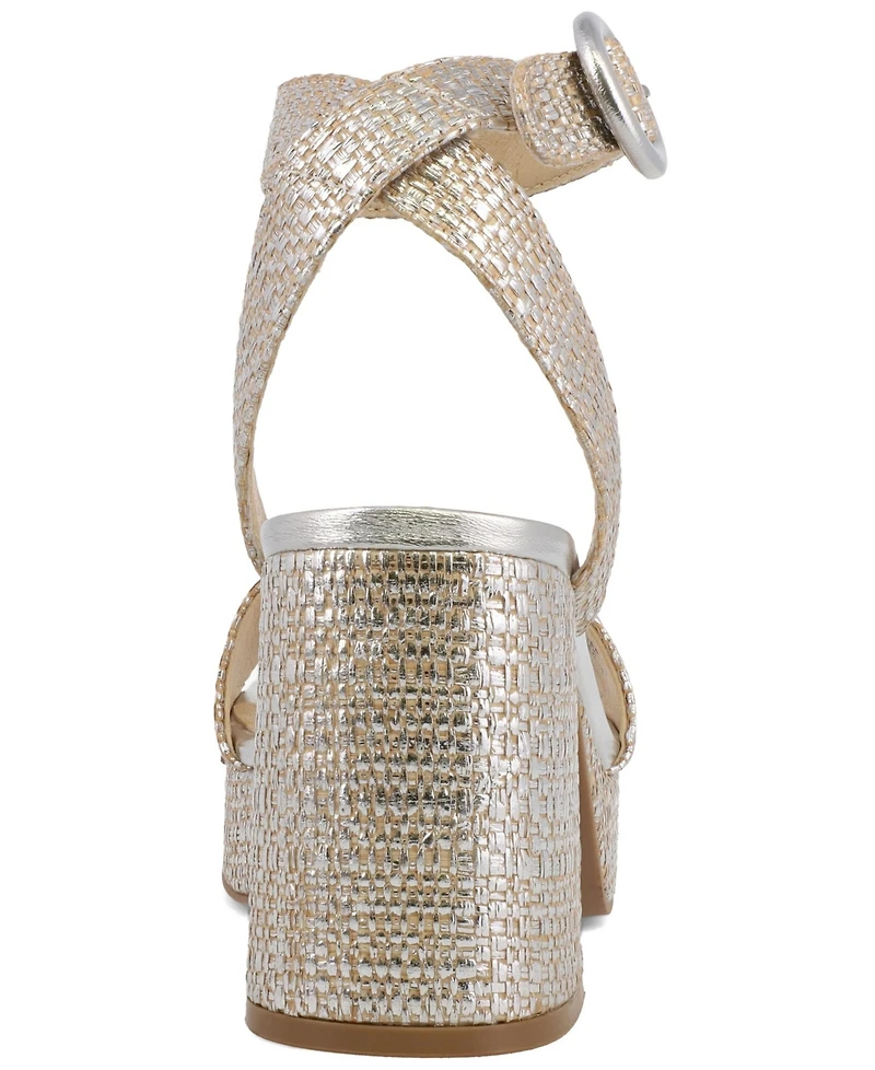 Mia Women's Renee Raffia Block Heel Platform Sandals