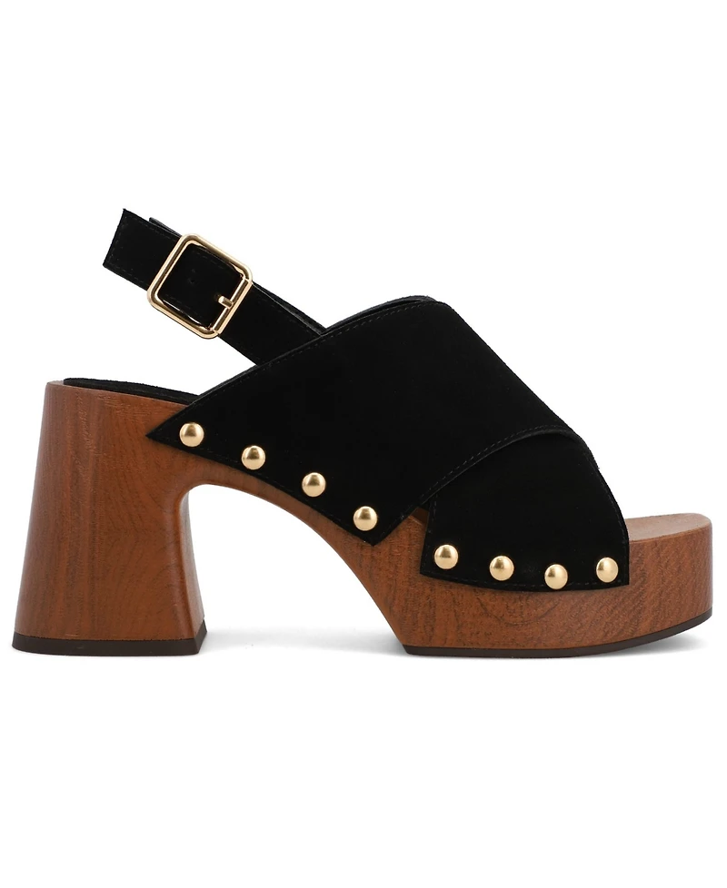 Mia Women's Eudora Studded Crisscross Square-Toe Platform Casual Sandals