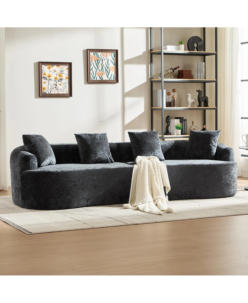 Streamdale Furniture Curved Loveseat with 3 Pillows, Deep Seat Couch for Apartment