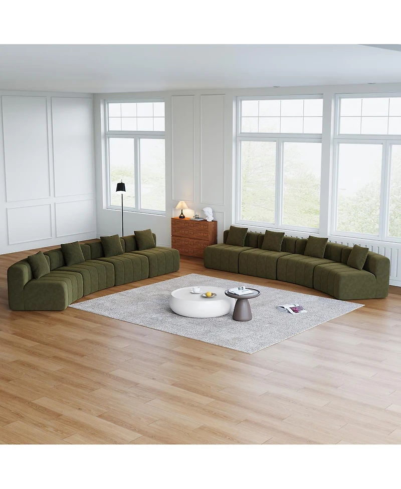 Streamdale Furniture Chenille Curved Sectional Sofa with 8 Pillows and Modular Seats