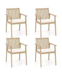 Gymax Pcs Patio Dining Chairs w/ Removable Padded Cushion Armrests & Teak Oil Finish
