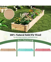 Gymax Raised Garden Bed Wooden Elevated Planter w/2 Planter Boxes 7 Compartments