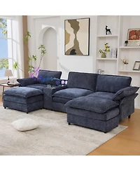 Streamdale Furniture U Shaped Modular Sectional Sofa with Storage, Charging, Speakers & More