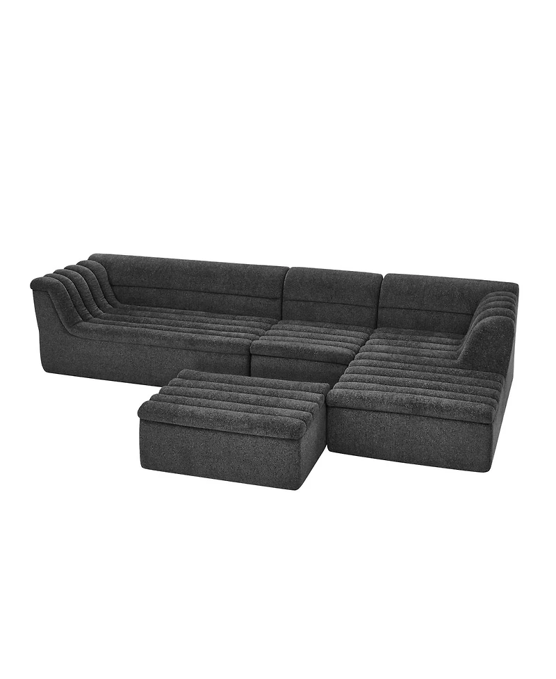 Streamdale Furniture 135" U-Shaped Modular Sectional Sofa with Chaise & Movable Ottoman