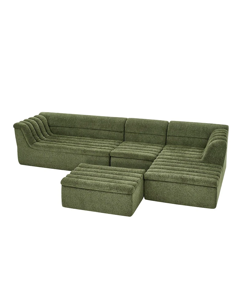 Streamdale Furniture 135" U-Shaped Modular Sectional Sofa with Chaise & Movable Ottoman