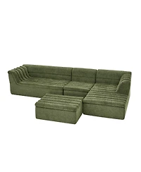 Streamdale Furniture 135" U-Shaped Modular Sectional Sofa with Chaise & Movable Ottoman