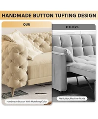 Streamdale Furniture Apricot 3-in-1 Convertible Sleeper Sofa, 28.4" Deep Seat Pull Out Sofa Bed