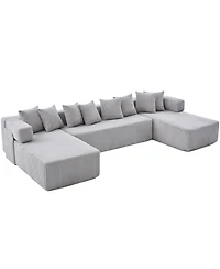 Streamdale Furniture Streamdale 146" U-Shaped Convertible Sleeper Sectional Sofa with 8 Pillows, Corduroy