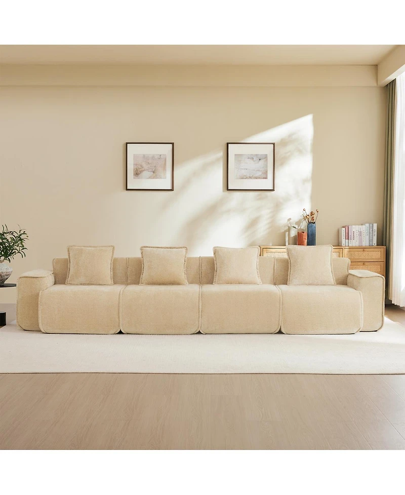 Streamdale Furniture Deep Seat Modular 4-Seat Boneless Sofa with French Edge Piping, No Assembly Required