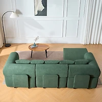 Streamdale Furniture 106" Modular L-Shaped Velvet Cloud Sectional Sofa with Movable Chaise & 5 Pillows