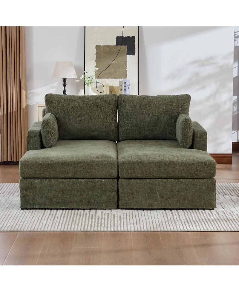 Streamdale Furniture Streamdale Green 63.39" Wide Combination Sofa Bed with Cushions and Metal Legs