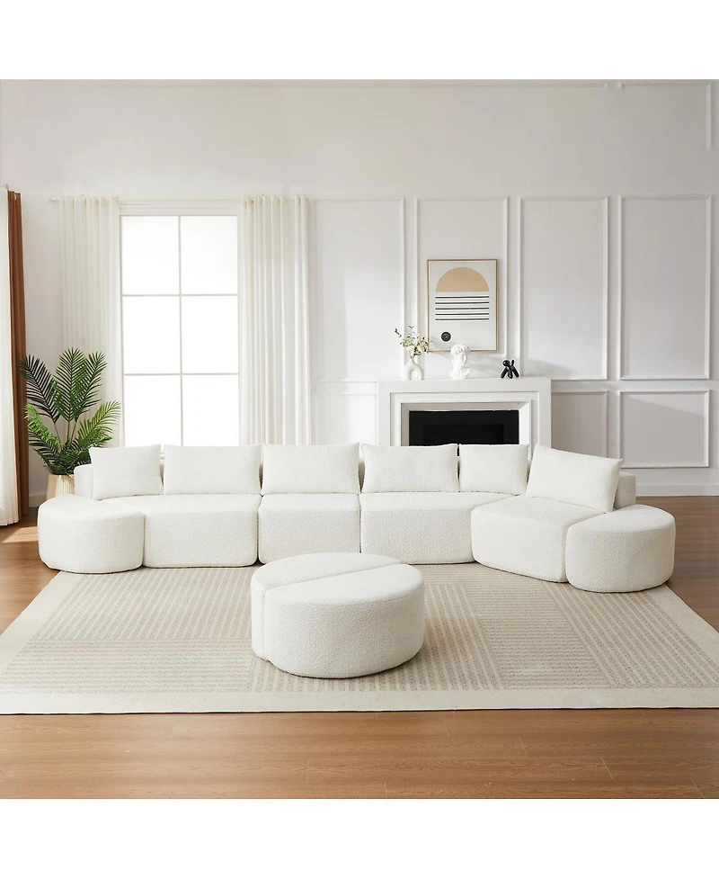 Streamdale Furniture Modular Chenille Sofa Set with 6 Pillows