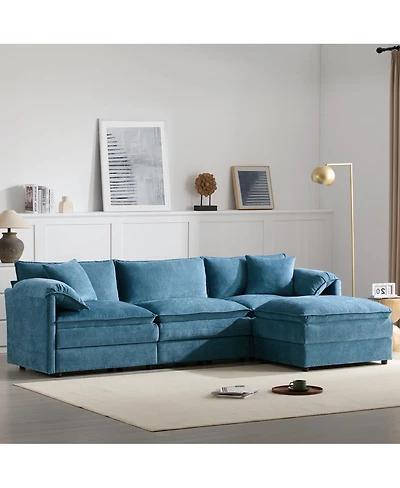 Streamdale Furniture 103" Chenille Modular Sectional Sofa with Deep Seat & Movable Ottoman