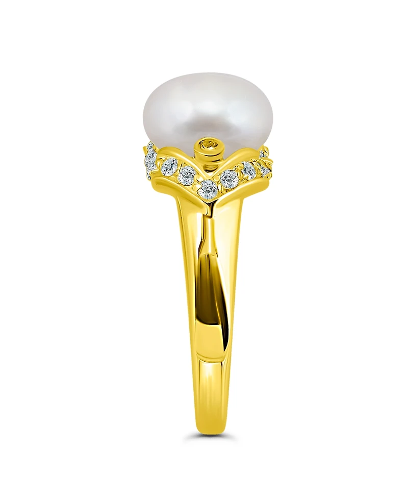 Macy's 1.0 Cttw Cubic Zirconia 10mm Imitation Pearl on Polish Band Ring