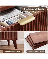 gaomon Fluted 5 Drawer Dresser Tall Curved Profile Handles