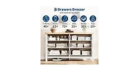 gaomon Fluted Dresser for Bedroom, Tall Chest of Drawers with 6 Storage Drawers, Modern Wood Clothing Organizer Cabinet