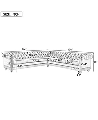 Streamdale Furniture Comfy Large Sectional Sofa with Wooden Legs, Retro Style for Living Room