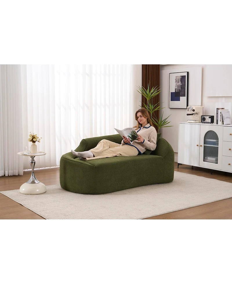 Streamdale Furniture Compression Curved Chaise Longue Indoor, Modern Chenille Loveseat Couch