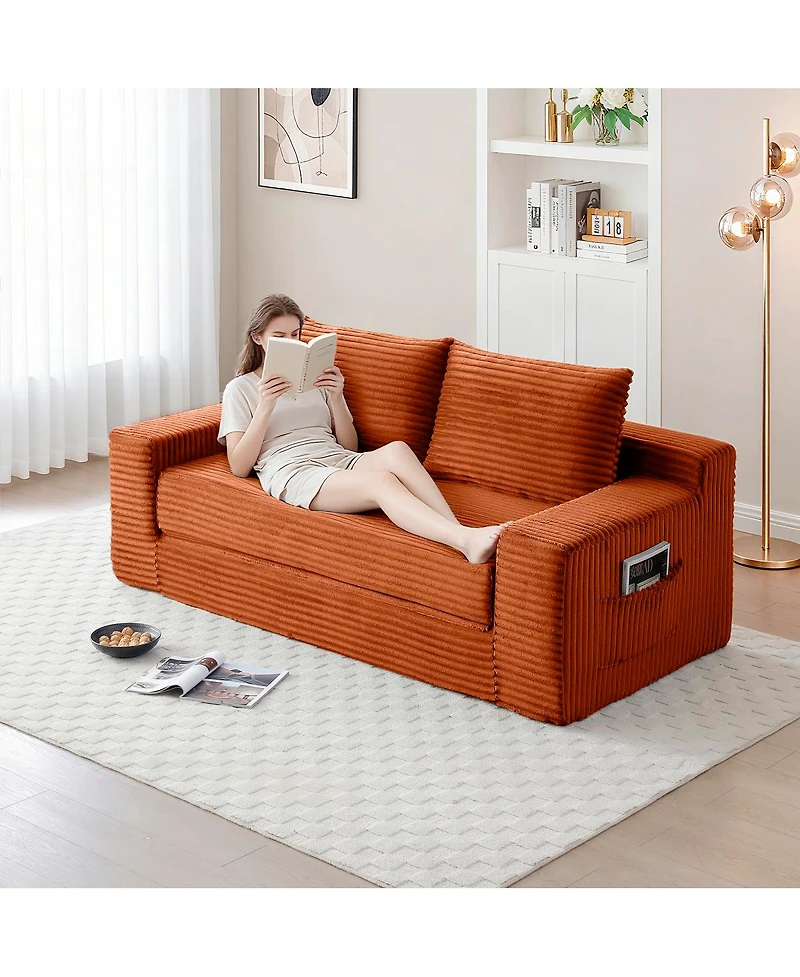 Streamdale Furniture Memory Foam Cloud Loveseat Sofa, 2-in-1 Convertible Folding Couch Bed