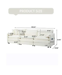 Streamdale Furniture Oversized Deep Seat Sectional Sofa, Modern Chenille Cloud Couch