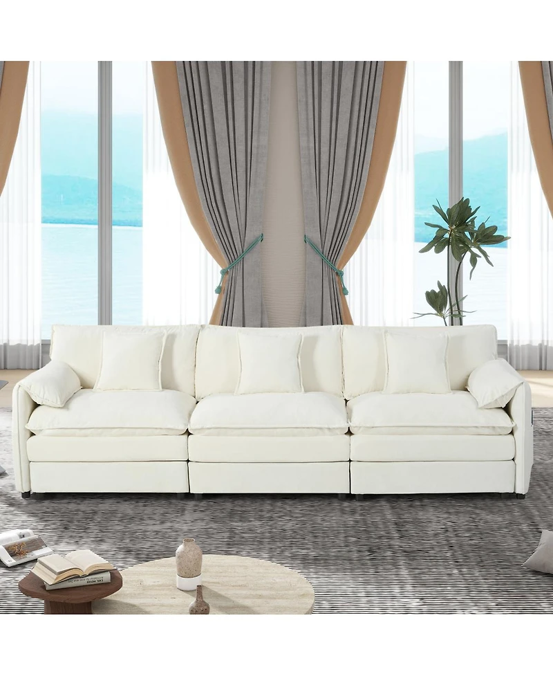 Streamdale Furniture Oversized Deep Seat Sectional Sofa, Modern Chenille Cloud Couch
