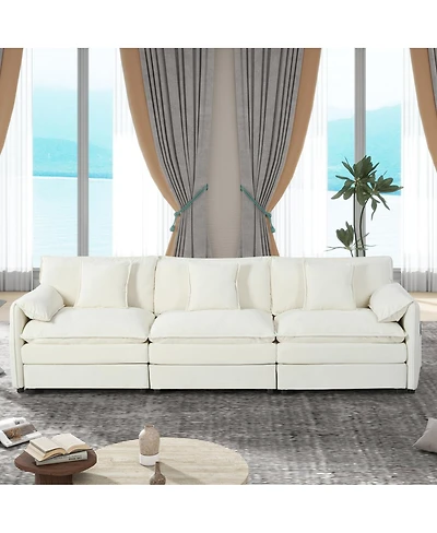 Streamdale Furniture Oversized Deep Seat Sectional Sofa, Modern Chenille Cloud Couch