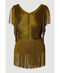 Karen Millen Women's Draped Fringe Knitted Top