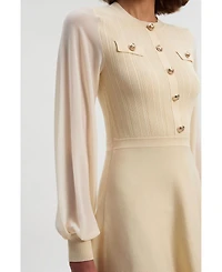 Karen Millen Women's Chiffon Sleeve Mini Knit Dress